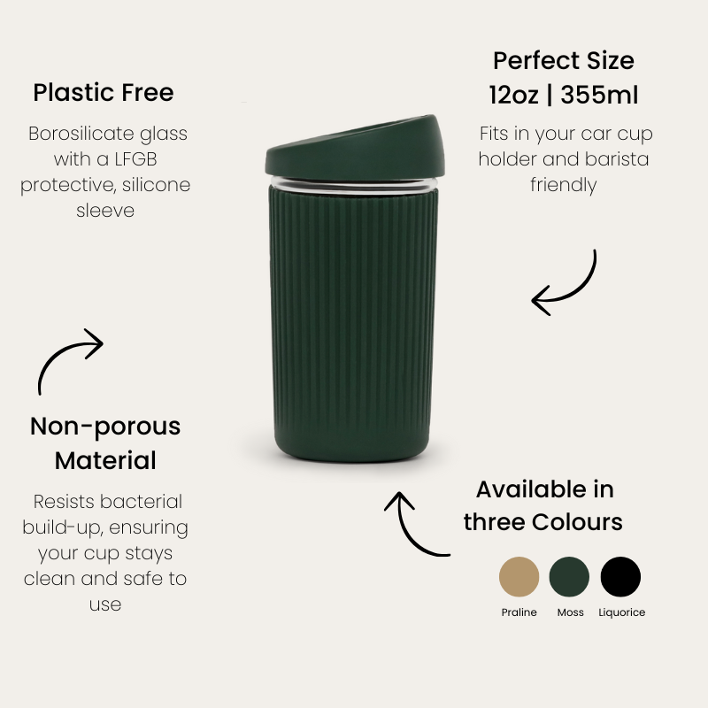 Reusable Glass Coffee Cup | 12oz