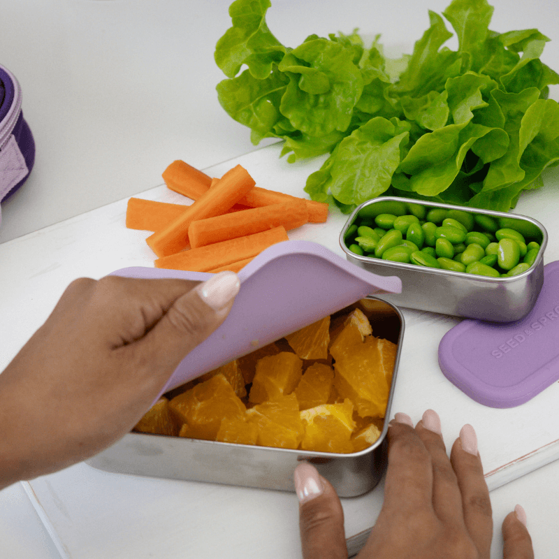 leakproof containers with purple silicone ids