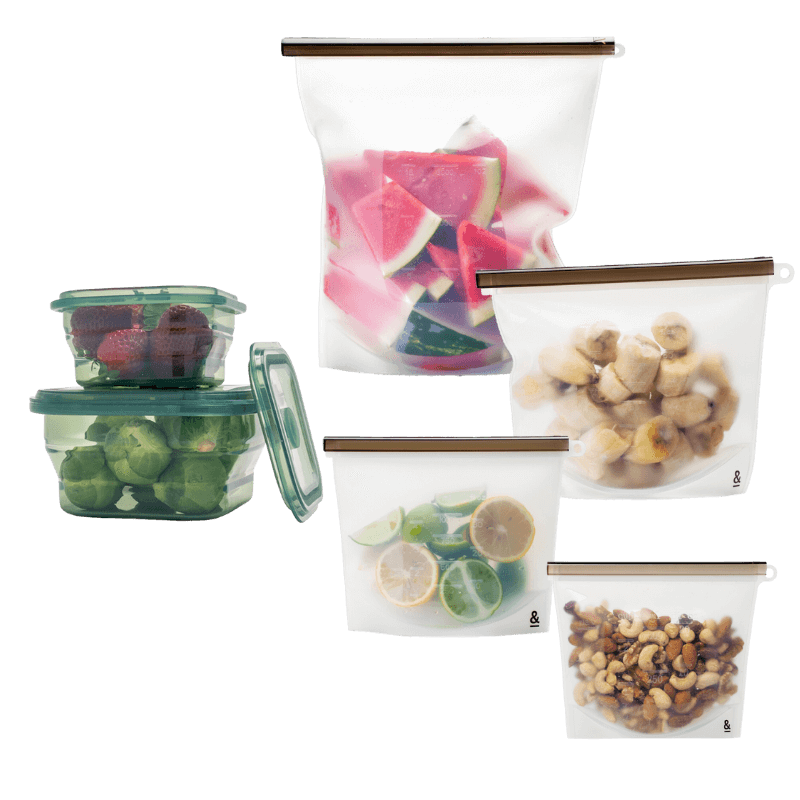 Silicone Food Storage Set Reusable Food Pouches & Containers