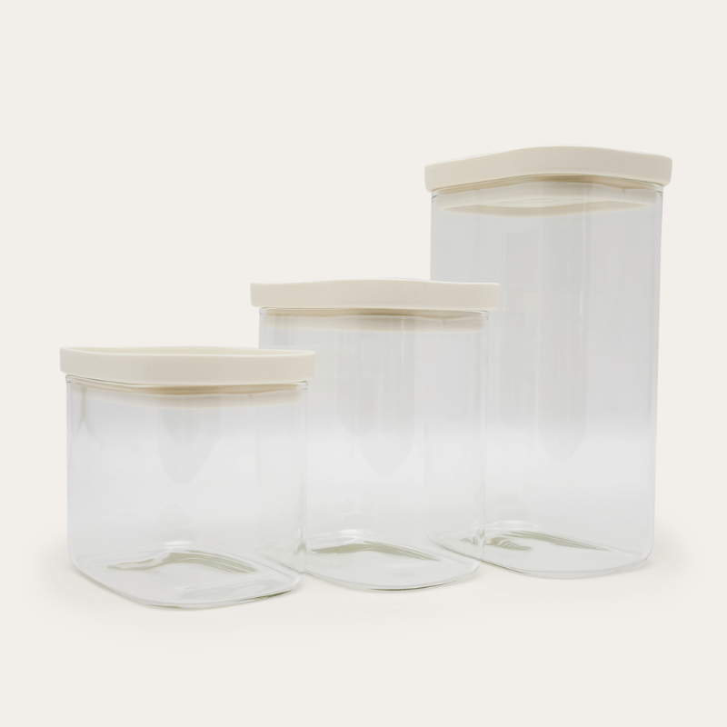 Tallow Rectangle Glass Pantry Jars | 2pk