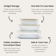 Glass Food Containers | Square Mixed 3pk