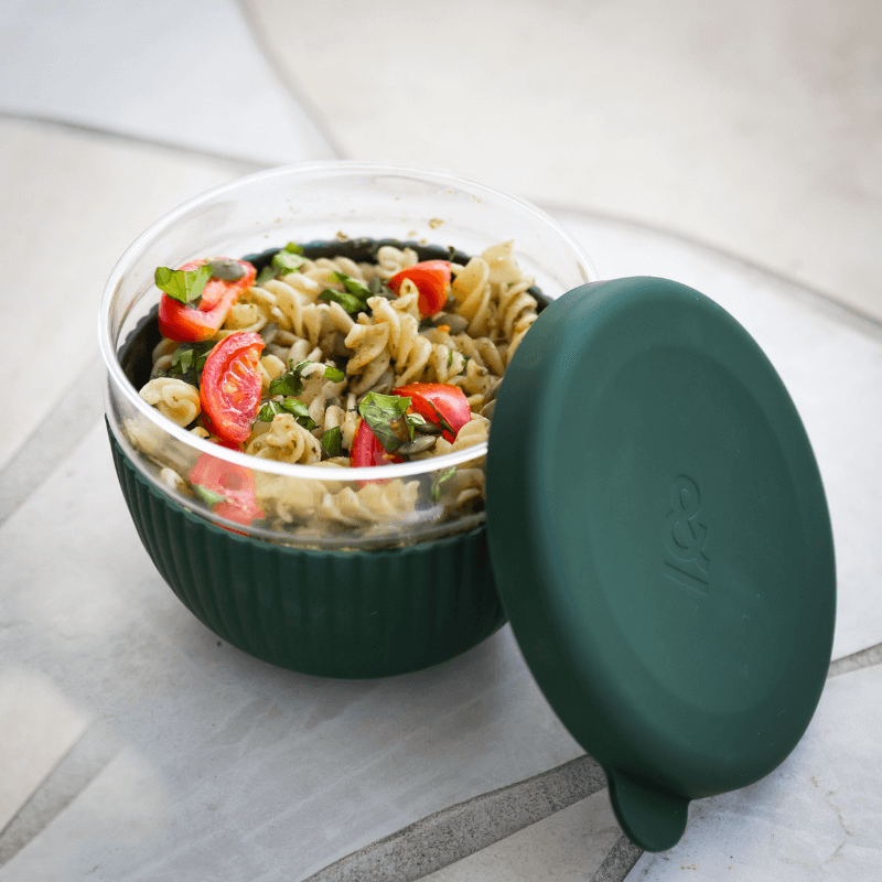 Glass lunch bowl with lids