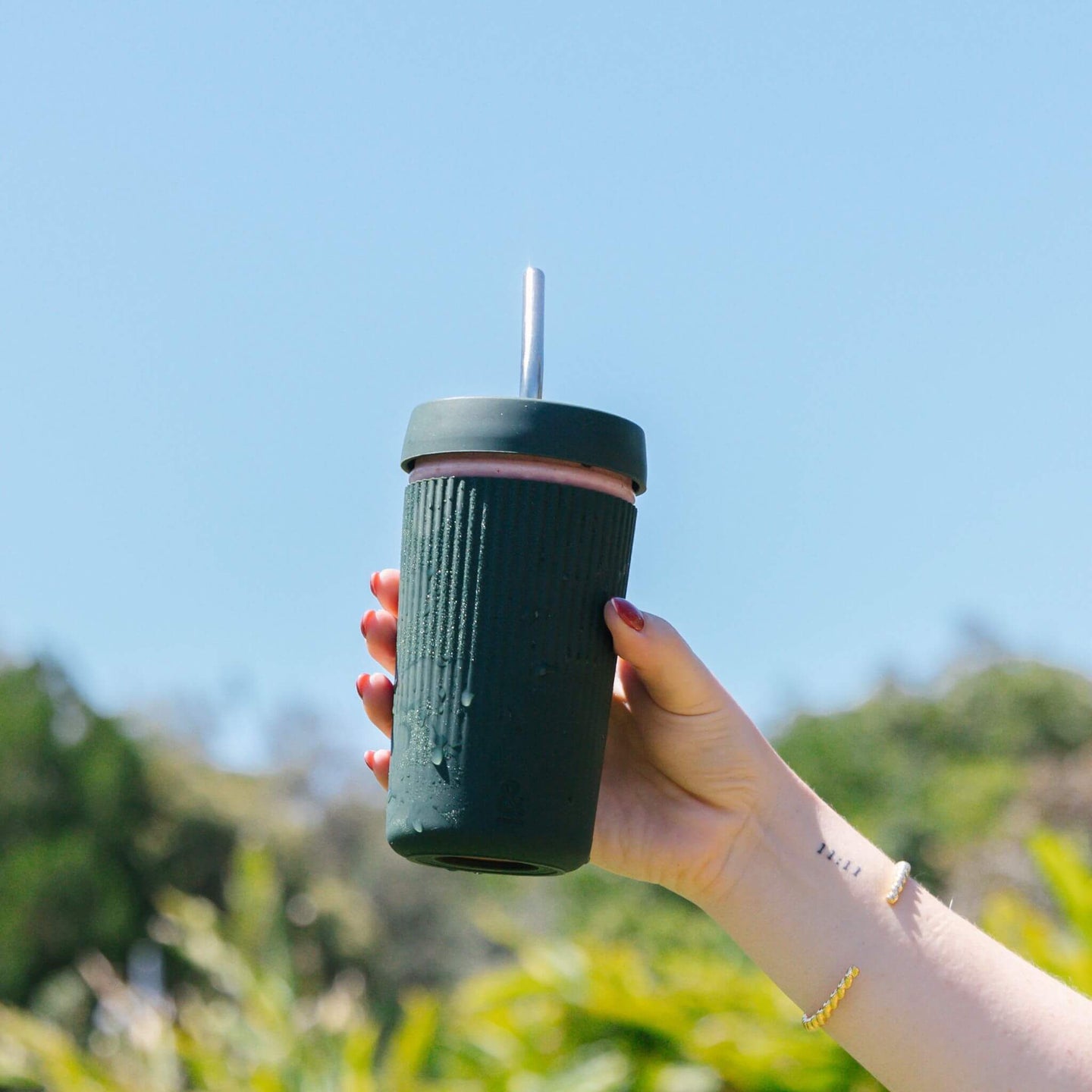 Reusable Glass Smoothie Cup
