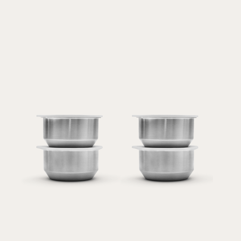 Round Stainless Steel and Glass Dip Bowls