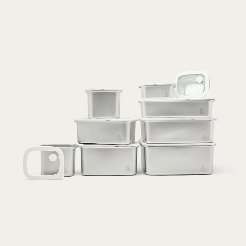 Rectangle Stainless Steel and Glass Containers | 9pk