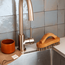 scrubbing brush on sink