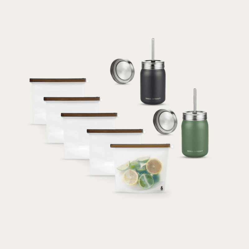 Stainless Steel Smoothie Cups with Straw and Reusable Silicone Food Pouches