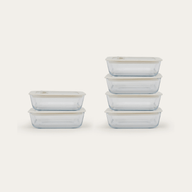 Six Square Glass Food Container, 600ml