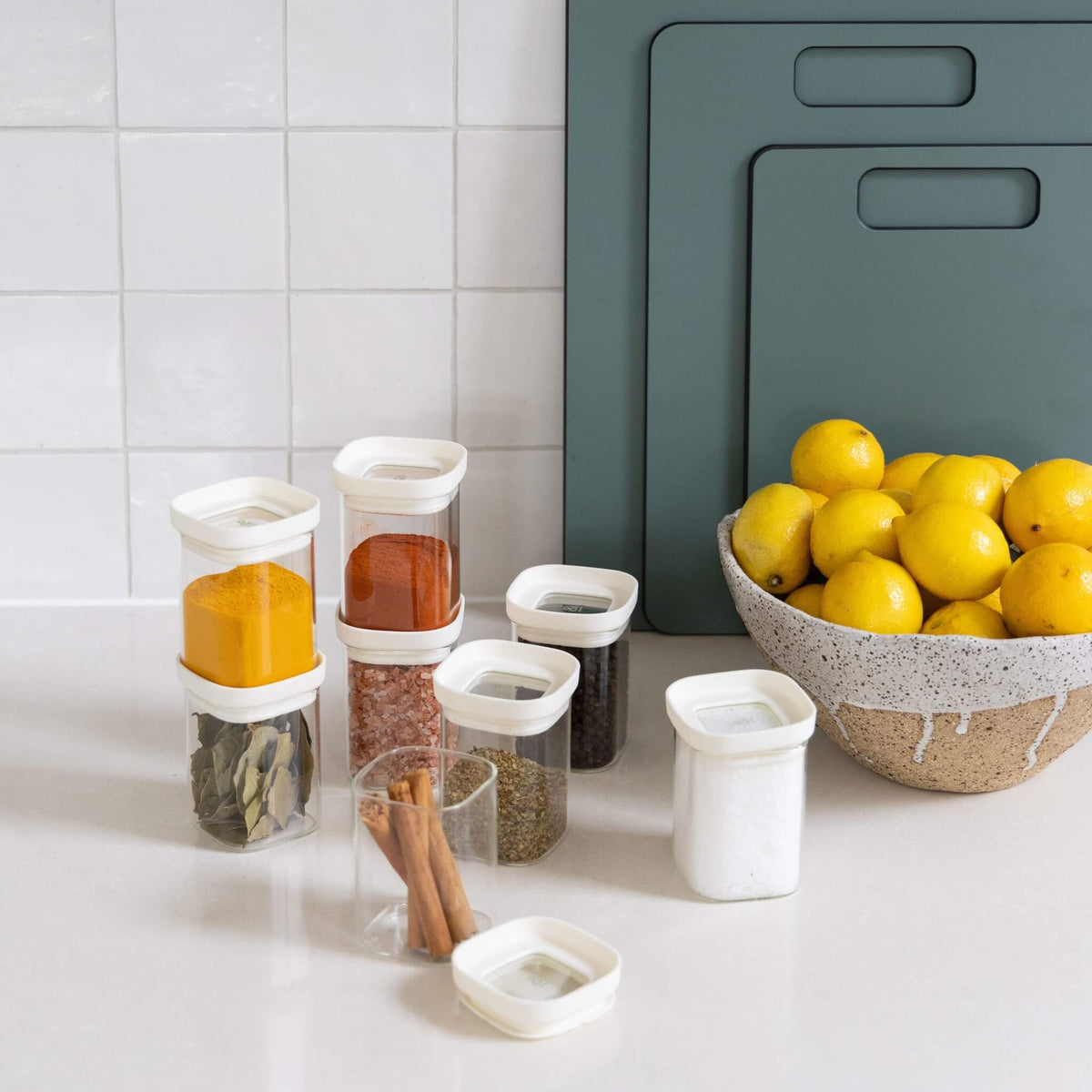 Newrybar Spice Jar Set | Sustainable Glass Spice Jars | Stackable