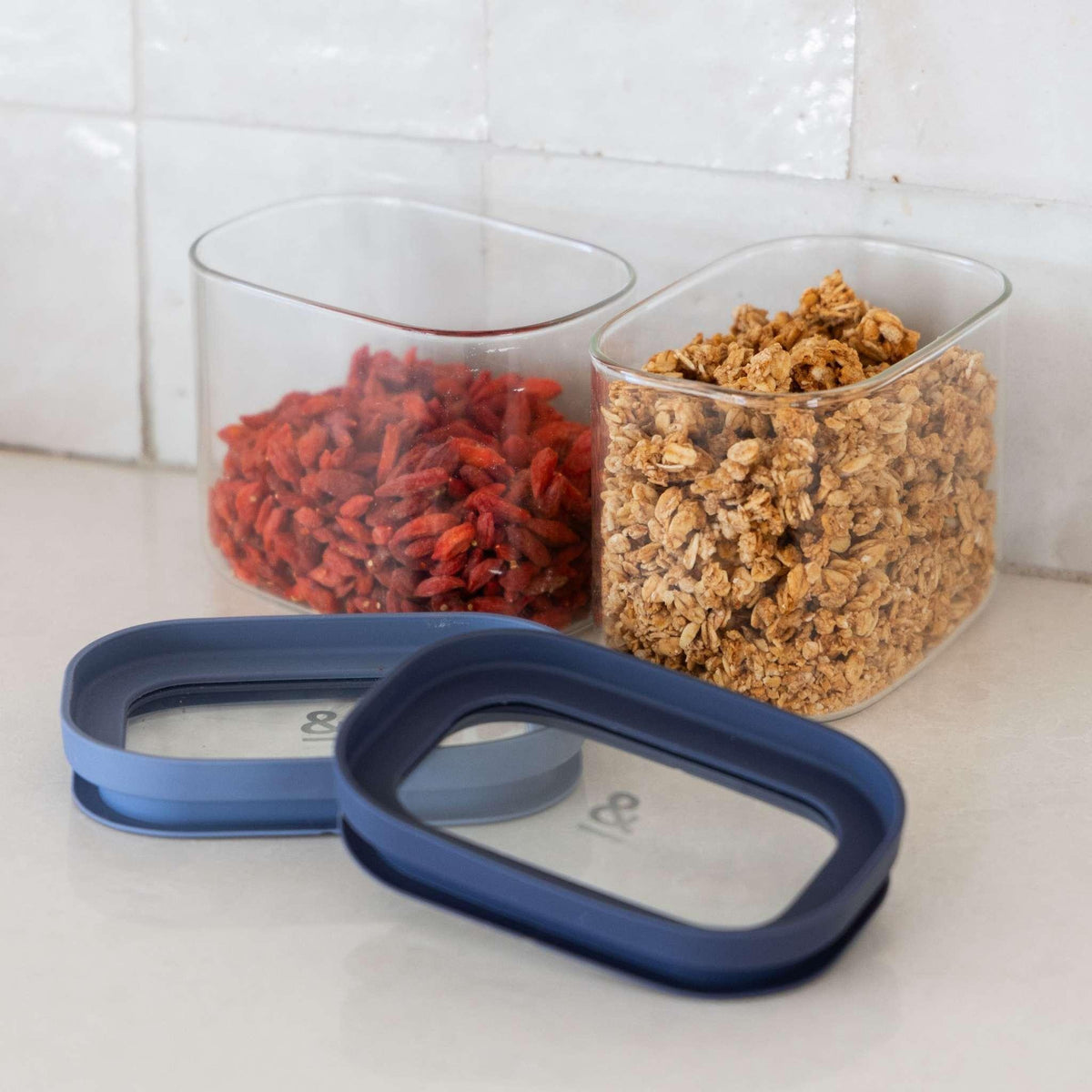 Tallow Rectangle Glass Pantry Jars | Lids Only