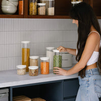 Wategos Round Glass Pantry Jars | Oat Milk