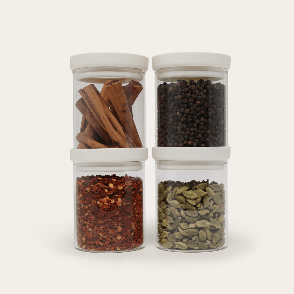 Belongil Glass Spice Jars 4pk | Pre Order