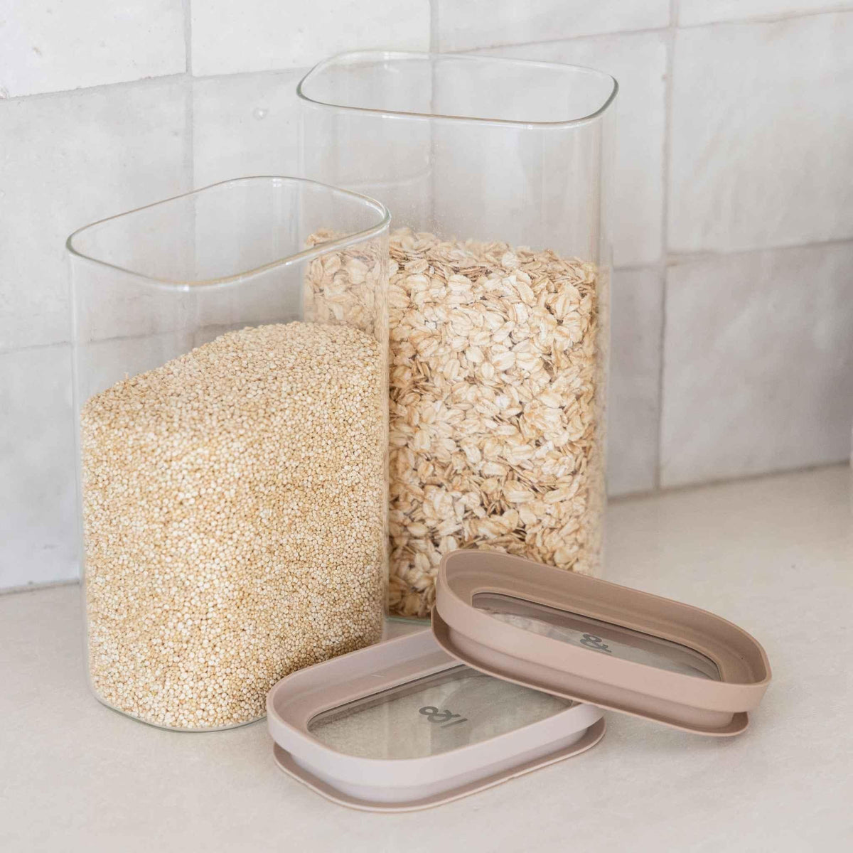 Tallow Rectangle Glass Pantry Jars | Lids Only