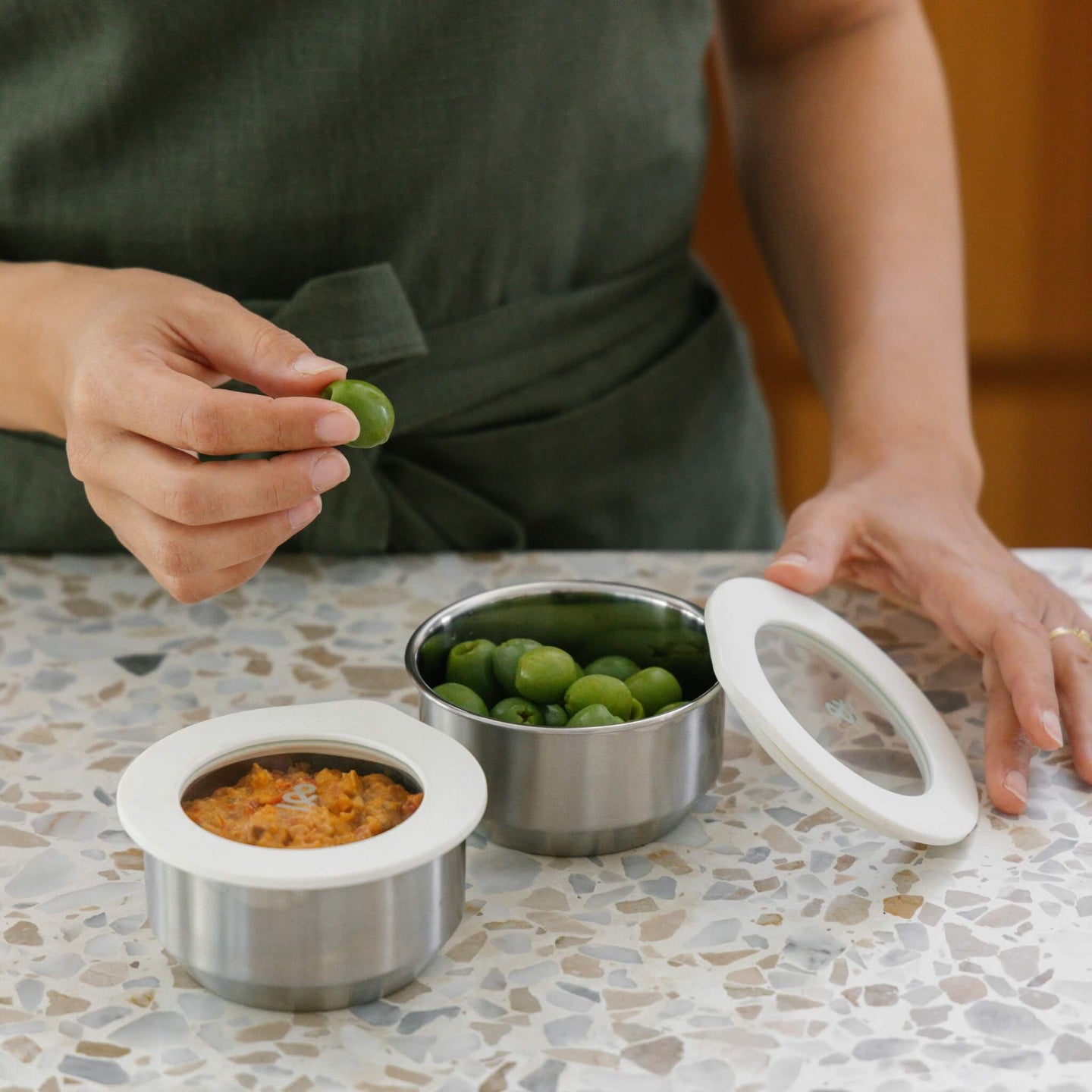 Stainless Steel and Glass Dip Bowls | Set of 2