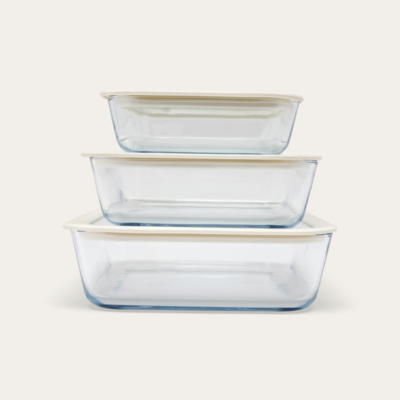 Glass Food Containers | Square Mixed 3pk - Pre Order