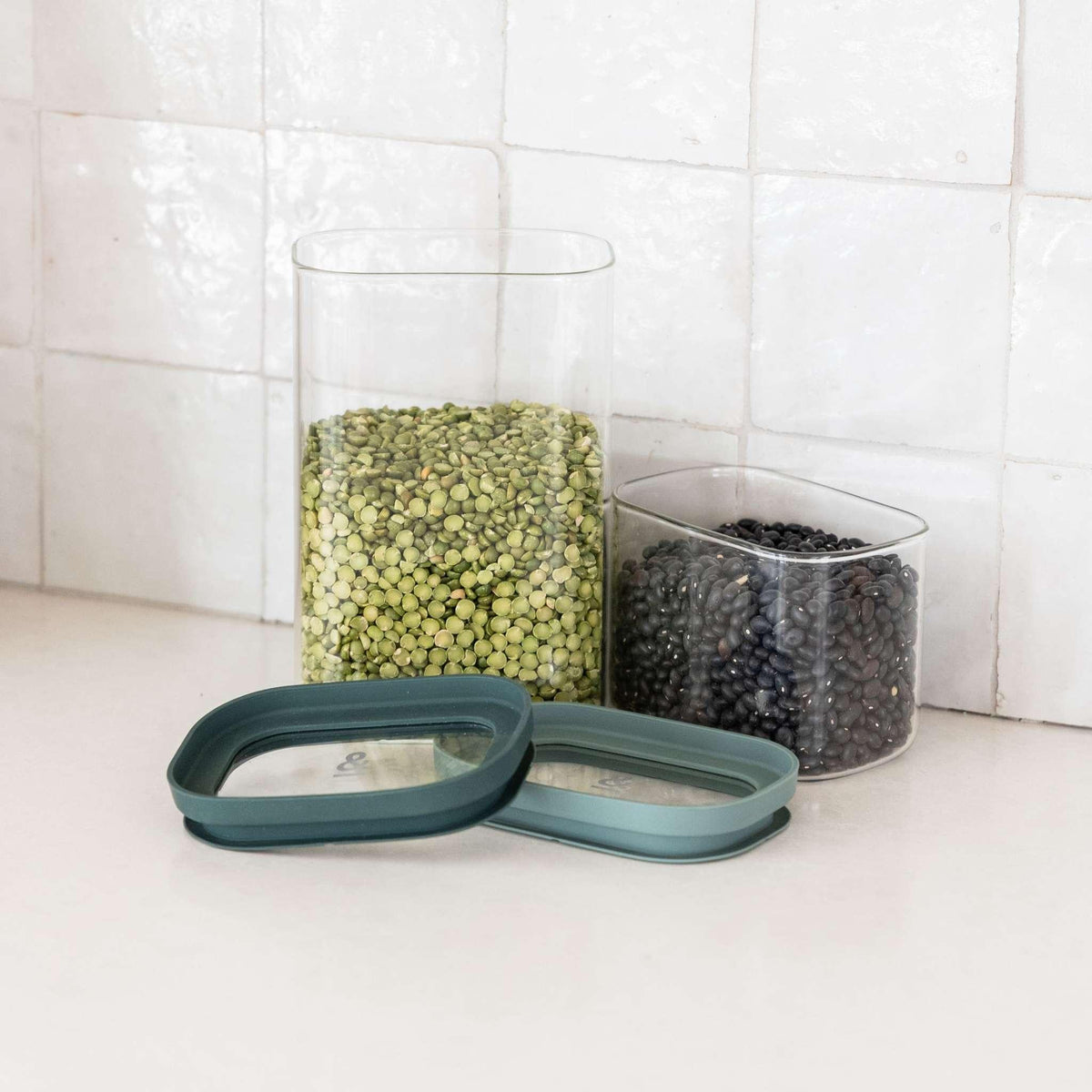 Tallow Rectangle Glass Pantry Jars | Lids Only