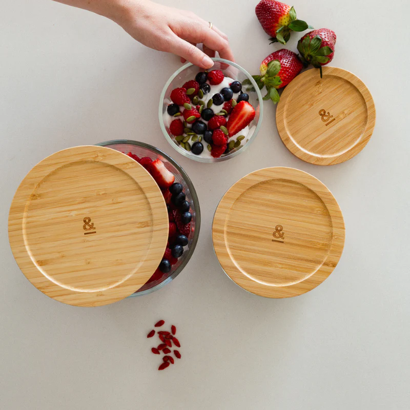 Glass Food Containers | Round Bamboo