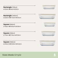 Glass Food Containers | Rectangle 2pk