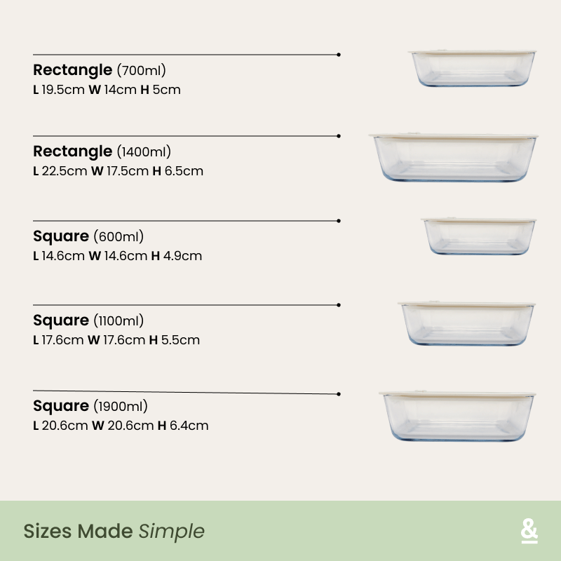 Glass Food Containers | Rectangle 2pk