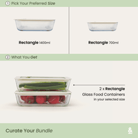 Glass Food Containers | Rectangle 2pk