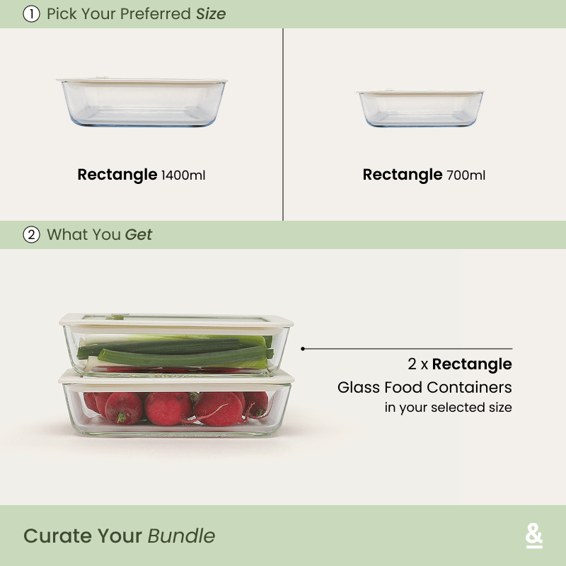 Glass Food Containers | Rectangle 2pk