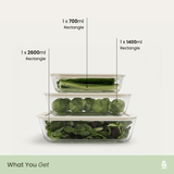 Glass Food Containers | Rectangle Mixed 3pk