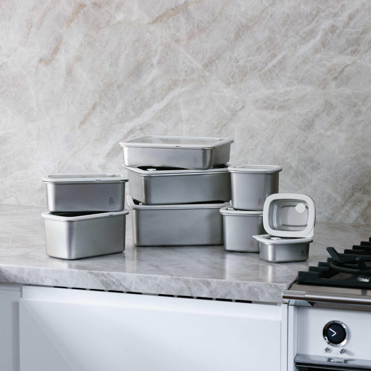 Rectangle Stainless Steel and Glass Containers Bundle