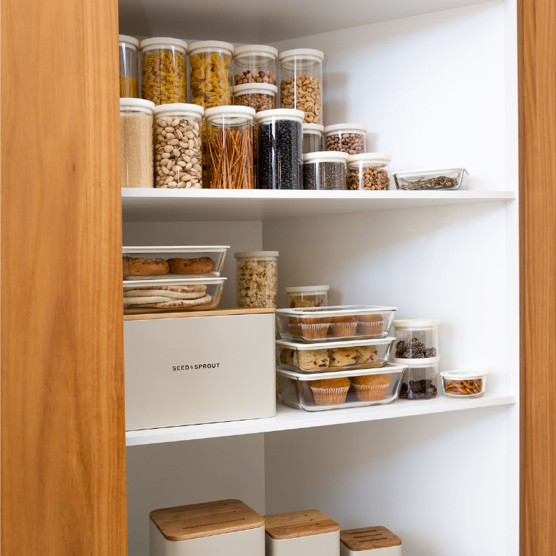 Glass Pantry Storage Container Set - Oat