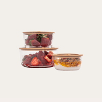 SECONDS: Glass Food Containers | Round Mixed 3pk | Praline