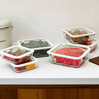 Glass Food Containers | Square Mixed 3pk - Pre Order