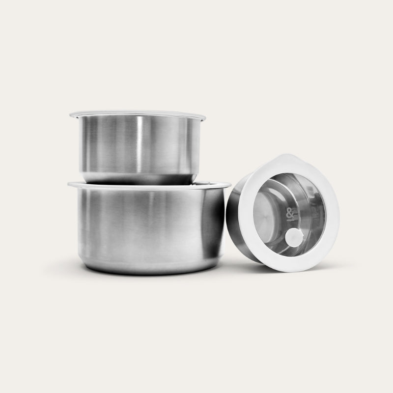 Stainless Steel and Glass Food Containers | Round Mixed 3pk