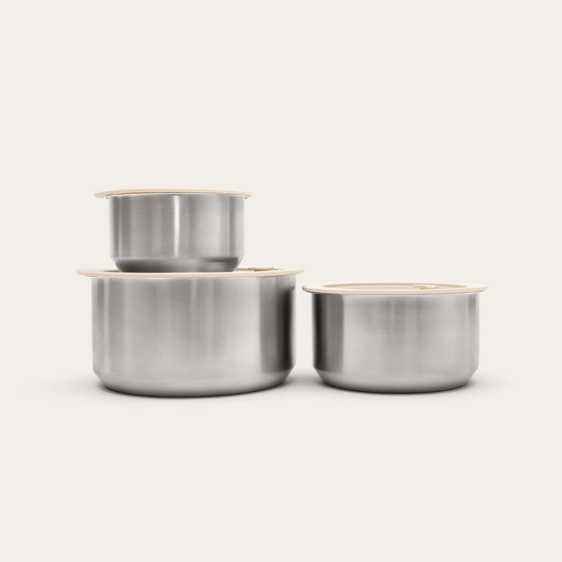 Stainless Steel and Glass Food Containers | Round Mixed 3pk
