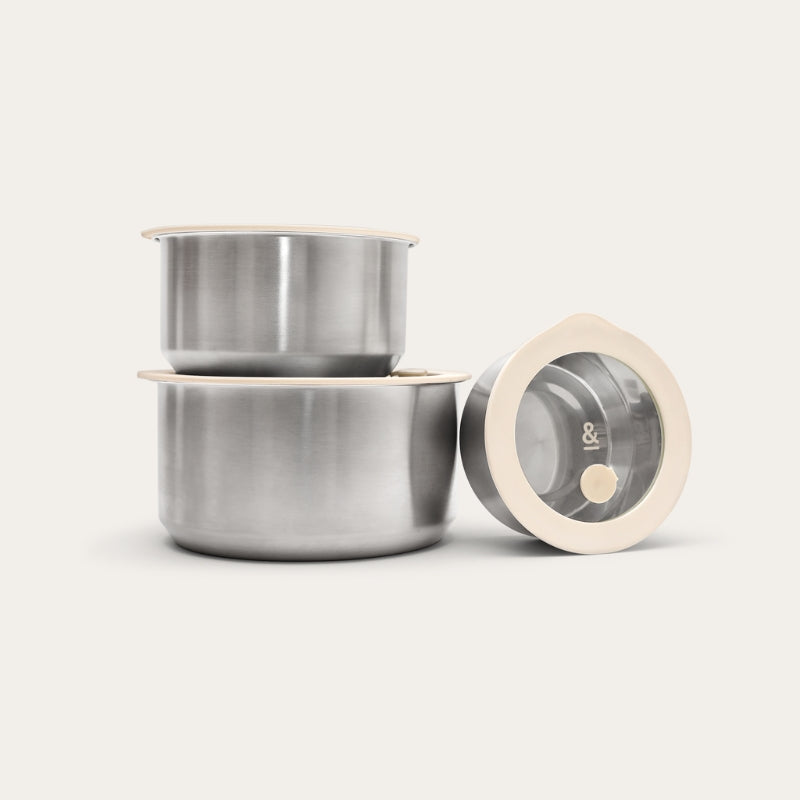 Stainless Steel and Glass Food Containers | Round Mixed 3pk