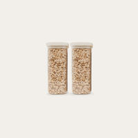 Tallow Rectangle Glass Pantry Jars — set of 2, 1250ml, filled with oats, front view