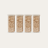 Tallow Rectangle Glass Pantry Jars — set of 4, 1250ml, filled with oats, front view