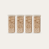Tallow Rectangle Glass Pantry Jars — set of 4, 1250ml, filled with oats, front view