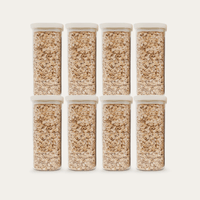 Tallow Rectangle Glass Pantry Jars — set of 8, 1250ml, filled with oats, front view