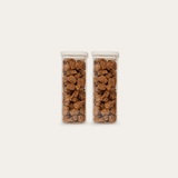 Tallow Rectangle Glass Pantry Jars — set of 2, 1500ml, filled with dried food, front view