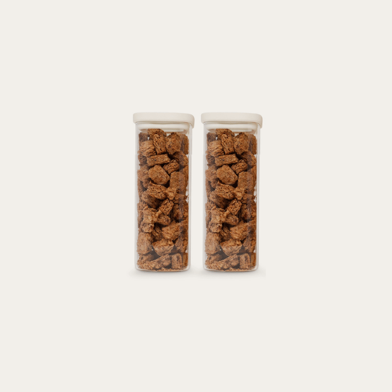Tallow Rectangle Glass Pantry Jars — set of 2, 1500ml, filled with dried food, front view