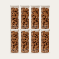 Tallow Rectangle Glass Pantry Jars — set of 8, 1500ml, filled with dried food, front view