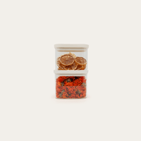 Tallow Rectangle Glass Pantry Jars — set of 2, 500ml, filled with dried foods, front view