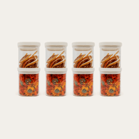 Tallow Rectangle Glass Pantry Jars — set of 8, 500ml, filled with dried foods, front view