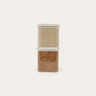 Tallow Rectangle Glass Pantry Jars — set of 2, 750ml, filled with dried foods, front view