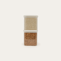 Tallow Rectangle Glass Pantry Jars — set of 2, 750ml, filled with dried foods, front view