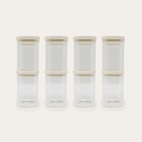 Tallow Rectangle Glass Pantry Jars — set of 8, 750ml, all empty, front view