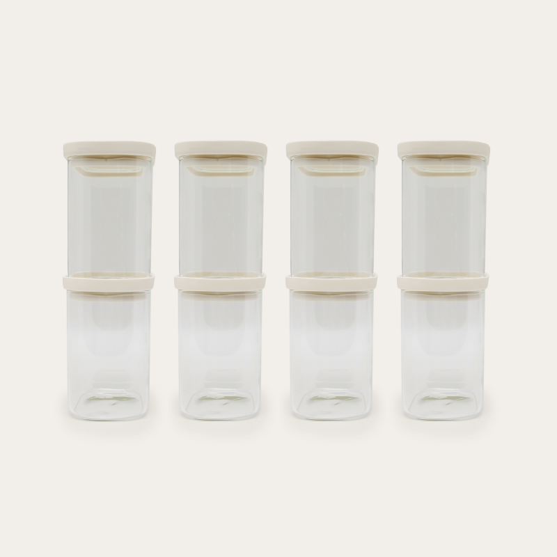 Tallow Rectangle Glass Pantry Jars — set of 8, 750ml, all empty, front view
