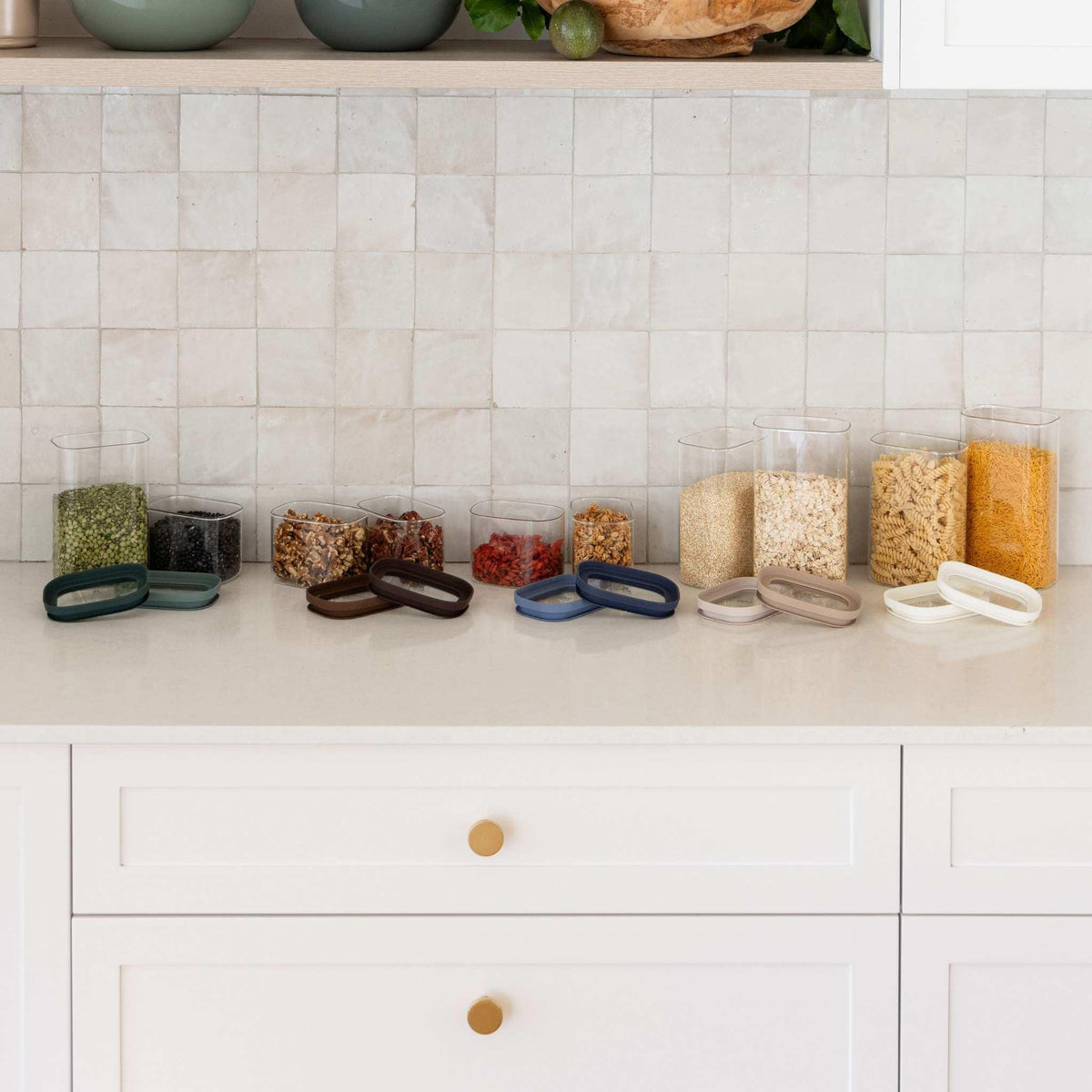 Tallow Rectangle Glass Pantry Jars | Lids Only